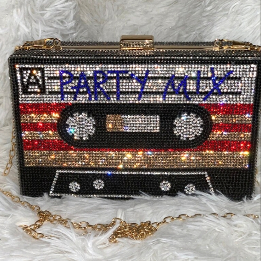 Blingy Cassette Tape Party Mix Handbag